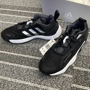 New black and white adidas exhibit A basketball shoes